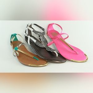 BUNDLE of 3 Sandals Teal, White & Pink